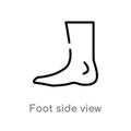 outline foot side view vector icon. isolated black simple line element illustration from human body parts concept. editable vector