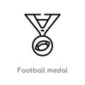 outline football medal vector icon. isolated black simple line element illustration from american football concept. editable Royalty Free Stock Photo
