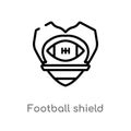 outline football shield vector icon. isolated black simple line element illustration from american football concept. editable Royalty Free Stock Photo