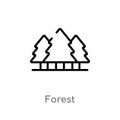 outline forest vector icon. isolated black simple line element illustration from camping concept. editable vector stroke forest Royalty Free Stock Photo