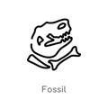 outline fossil vector icon. isolated black simple line element illustration from history concept. editable vector stroke fossil