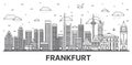 Outline Frankfurt Germany City Skyline with Modern Buildings Isolated on White