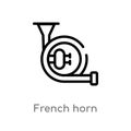 outline french horn vector icon. isolated black simple line element illustration from music concept. editable vector stroke french Royalty Free Stock Photo