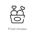 outline fried chicken vector icon. isolated black simple line element illustration from fast food concept. editable vector stroke Royalty Free Stock Photo