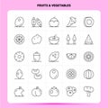 OutLine 25 Fruits & Vegetables Icon set. Vector Line Style Design Black Icons Set. Linear pictogram pack. Web and Mobile Business Royalty Free Stock Photo