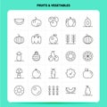 OutLine 25 Fruits & Vegetables Icon set. Vector Line Style Design Black Icons Set. Linear pictogram pack. Web and Mobile Business Royalty Free Stock Photo