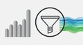 Outline of a funnel within a circle represents data filtering Royalty Free Stock Photo