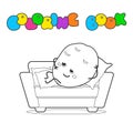 Couch potato funny coloring book vector illustration Royalty Free Stock Photo