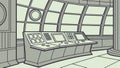 Outline futuristic control room, minimalist tech interface, command, vector design Generative AI Royalty Free Stock Photo