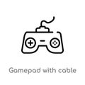 outline gamepad with cable vector icon. isolated black simple line element illustration from technology concept. editable vector Royalty Free Stock Photo