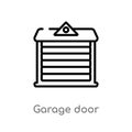outline garage door vector icon. isolated black simple line element illustration from architecture and city concept. editable Royalty Free Stock Photo
