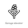 outline garage elevator vector icon. isolated black simple line element illustration from mechanicons concept. editable vector Royalty Free Stock Photo