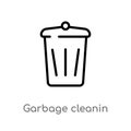 outline garbage cleanin vector icon. isolated black simple line element illustration from cleaning concept. editable vector stroke Royalty Free Stock Photo