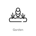 outline garden vector icon. isolated black simple line element illustration from gardening concept. editable vector stroke garden Royalty Free Stock Photo