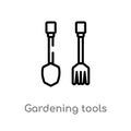 outline gardening tools vector icon. isolated black simple line element illustration from hobbies concept. editable vector stroke Royalty Free Stock Photo