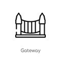 outline gateway vector icon. isolated black simple line element illustration from city elements concept. editable vector stroke