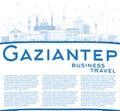 Outline Gaziantep Turkey City Skyline with Blue Buildings and Copy Space