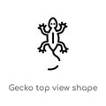 outline gecko top view shape vector icon. isolated black simple line element illustration from culture concept. editable vector