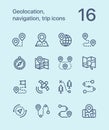 Outline Geolocation, navigation, trip icons for web and mobile design pack 1