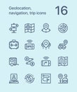 Outline Geolocation, navigation, trip icons for web and mobile design pack 2