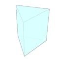 Outline of a geometric triangular prism shape with blue infill