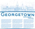 Outline Georgetown Skyline with Blue Buildings and Copy Space. Royalty Free Stock Photo