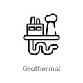 outline geothermal vector icon. isolated black simple line element illustration from industry concept. editable vector stroke