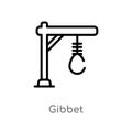 outline gibbet vector icon. isolated black simple line element illustration from wild west concept. editable vector stroke gibbet Royalty Free Stock Photo