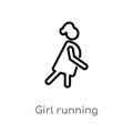 outline girl running vector icon. isolated black simple line element illustration from people concept. editable vector stroke girl Royalty Free Stock Photo