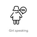 outline girl speaking vector icon. isolated black simple line element illustration from people concept. editable vector stroke