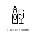 outline glass and bottle of wine vector icon. isolated black simple line element illustration from drinks concept. editable vector Royalty Free Stock Photo