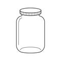 Outline glass or mason jar isolated on white background. Empty storage for jam, pickles and other home canning. Vector