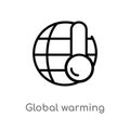 outline global warming vector icon. isolated black simple line element illustration from ecology concept. editable vector stroke Royalty Free Stock Photo