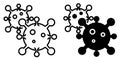 Outline and Glyph or Solid icon corona virus  covid19  bacteria with white background. Premium Vector EPS10 Royalty Free Stock Photo