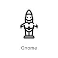 outline gnome vector icon. isolated black simple line element illustration from farming and gardening concept. editable vector Royalty Free Stock Photo