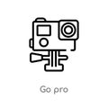 outline go pro vector icon. isolated black simple line element illustration from technology concept. editable vector stroke go pro Royalty Free Stock Photo