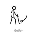 outline golfer vector icon. isolated black simple line element illustration from user concept. editable vector stroke golfer icon Royalty Free Stock Photo