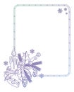 Outline gradient frame with Christmas bell and lighting candle