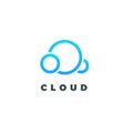 Outline gradient logo of cloud computing and synchronization. Minimalist logotype