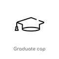 outline graduate cap vector icon. isolated black simple line element illustration from education concept. editable vector stroke