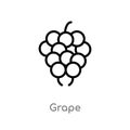 outline grape vector icon. isolated black simple line element illustration from fruits concept. editable vector stroke grape icon