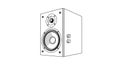 Outline of a gray audio speaker with two knobs on the side on a white background (181) stock Royalty Free Stock Photo
