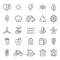 Outline gray eco icons vector set. Minimalistic style.