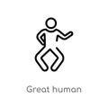 outline great human vector icon. isolated black simple line element illustration from feelings concept. editable vector stroke