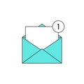 Outline green email notification icon Royalty Free Stock Photo