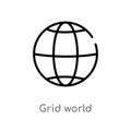 outline grid world vector icon. isolated black simple line element illustration from signs concept. editable vector stroke grid
