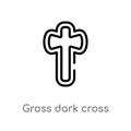 outline gross dark cross vector icon. isolated black simple line element illustration from signs concept. editable vector stroke