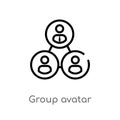 outline group avatar vector icon. isolated black simple line element illustration from networking concept. editable vector stroke