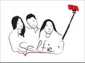 Outline group girls by selfi