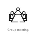 outline group meeting vector icon. isolated black simple line element illustration from people concept. editable vector stroke